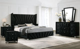 PUREZA Black Velvet Wingback Bedroom Set