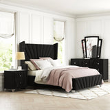 PUREZA Black Velvet Wingback Bedroom Set