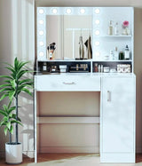 Pennie White Vanity with Storage Cabinet
