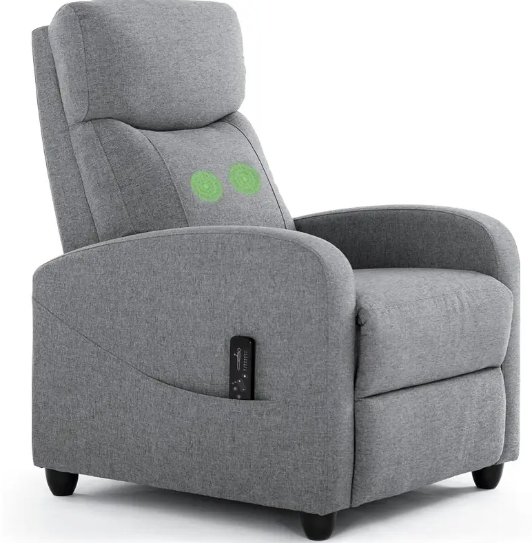 PENNEY Gray 25" Wide Massage Recliner Chair
