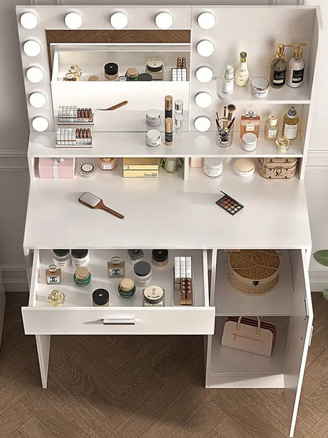Pennie White Vanity with Storage Cabinet