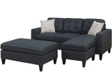 PETRE Black 81" Wide Reversible Sectional and Ottoman