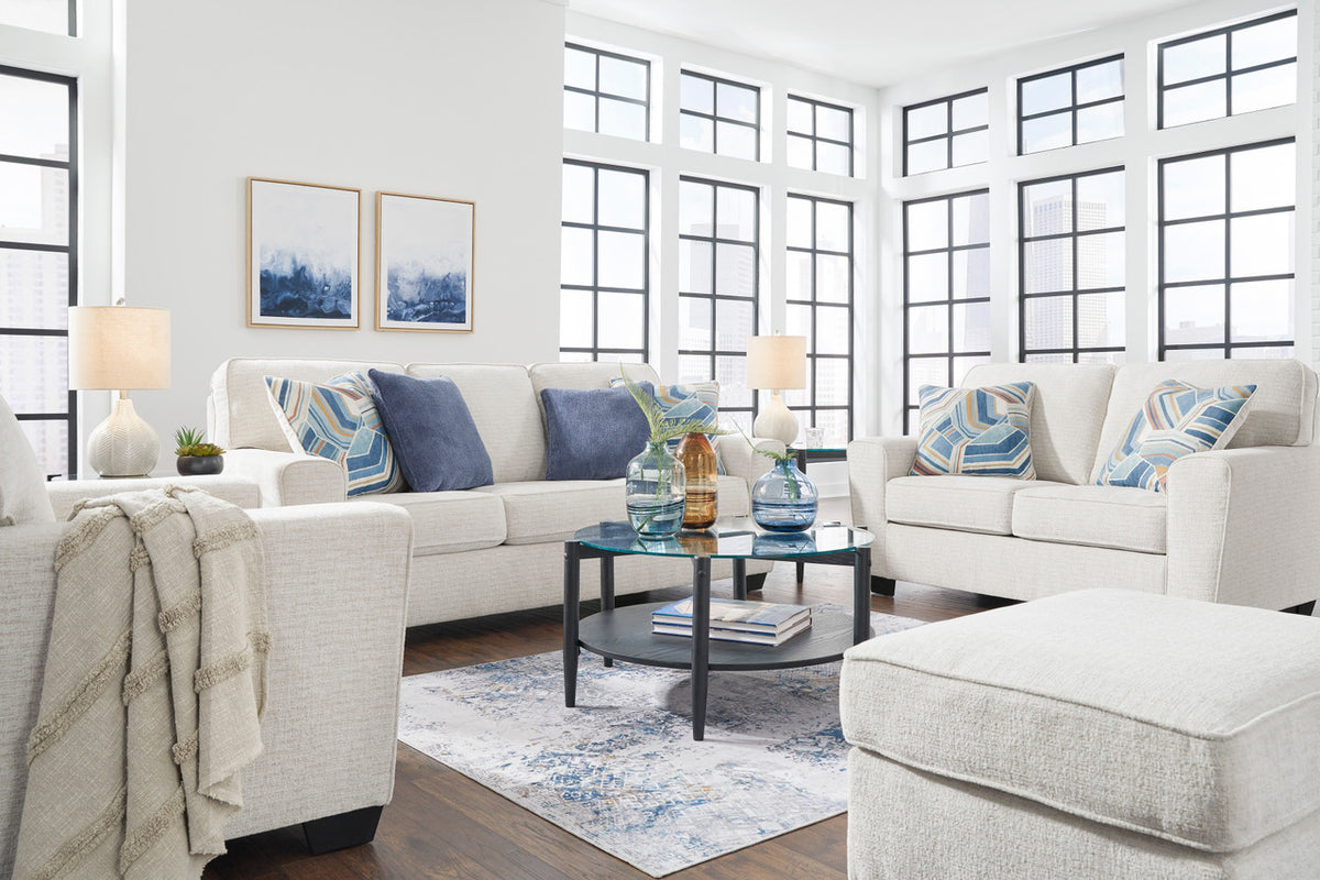 QEZNA Off-White 63" Wide Loveseat