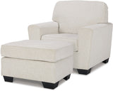 QEZNA Off-White Chair and Ottoman