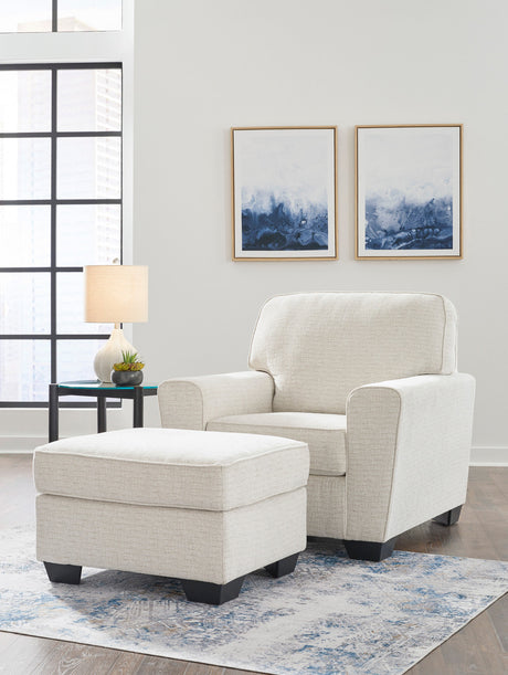 QEZNA Off-White Chair and Ottoman