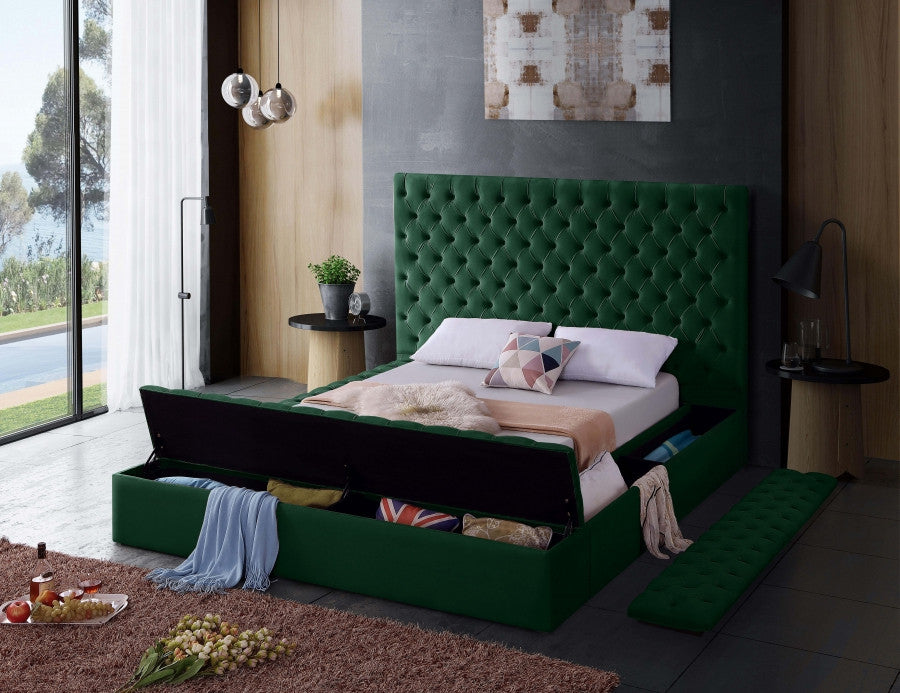 QUINN Green Velvet Storage Bed