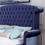 QUINTON Blue Velvet 66" Height Armrest Bed