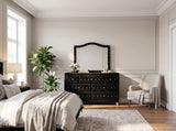 QUINTON Black 61" Wide Dresser & Mirror with Jewelry Storage