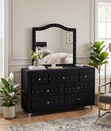 QUINTON Black 61" Wide Dresser & Mirror with Jewelry Storage