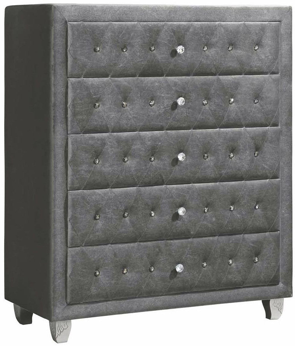 QUINTON Silver 40" Wide 5 Drawer Chest