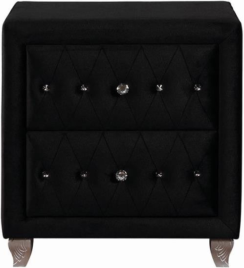QUINTON Black Velvet Bedroom Set with Armrest Bed