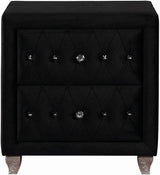 QUINTON Black Velvet Bedroom Set with Armrest Bed