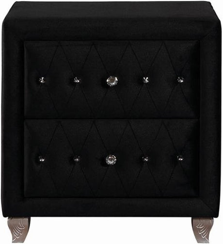 QUINTON Black Velvet Bedroom Set with Armrest Bed