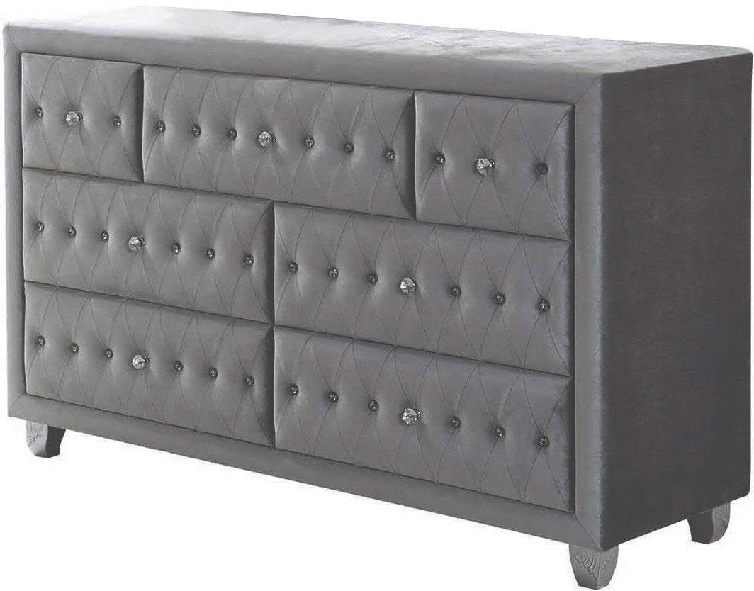 QUINTON Silver 61" Wide Dresser & Mirror with Jewelry Storage