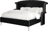 QUINTON Black Velvet Bedroom Set with Armrest Bed