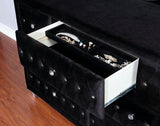 QUINTON Black Velvet Bedroom Set with Armrest Bed