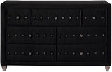 QUINTON Black Velvet 61" Wide Dresser with Jewelry Storage