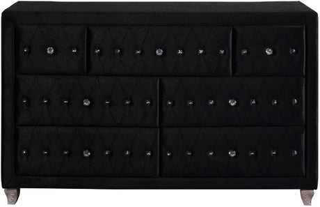 QUINTON Black 61" Wide Dresser & Mirror with Jewelry Storage