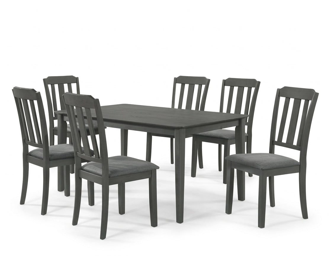 RANKIN Dark Gray 7 Piece Dining Set