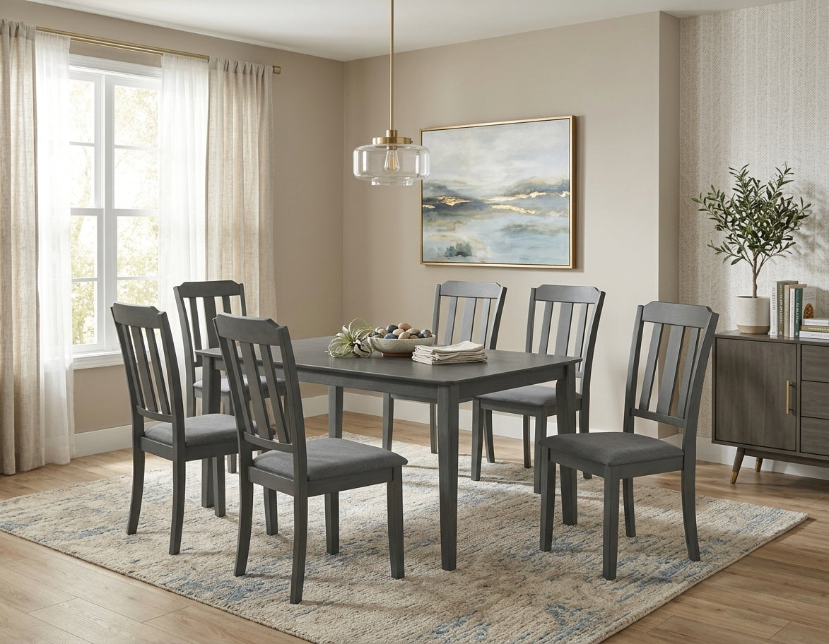 RANKIN Dark Gray 7 Piece Dining Set