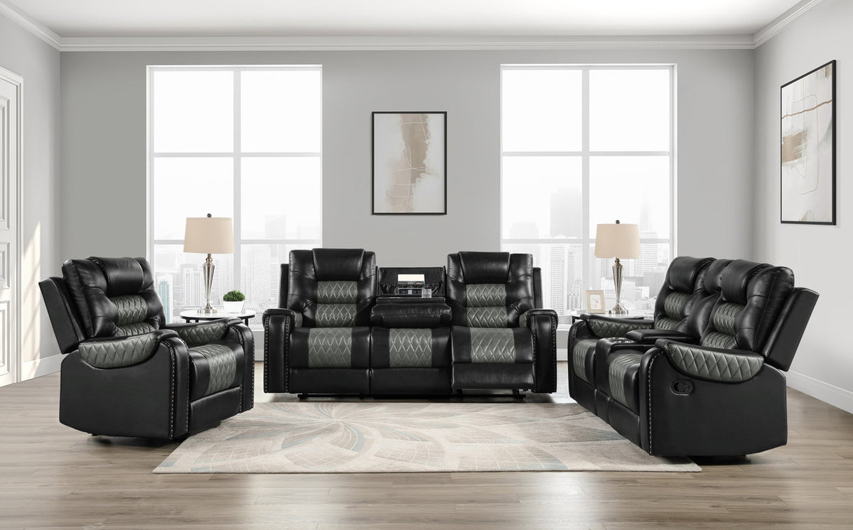 RAYBAN Black 85" Wide Reclining Sofa