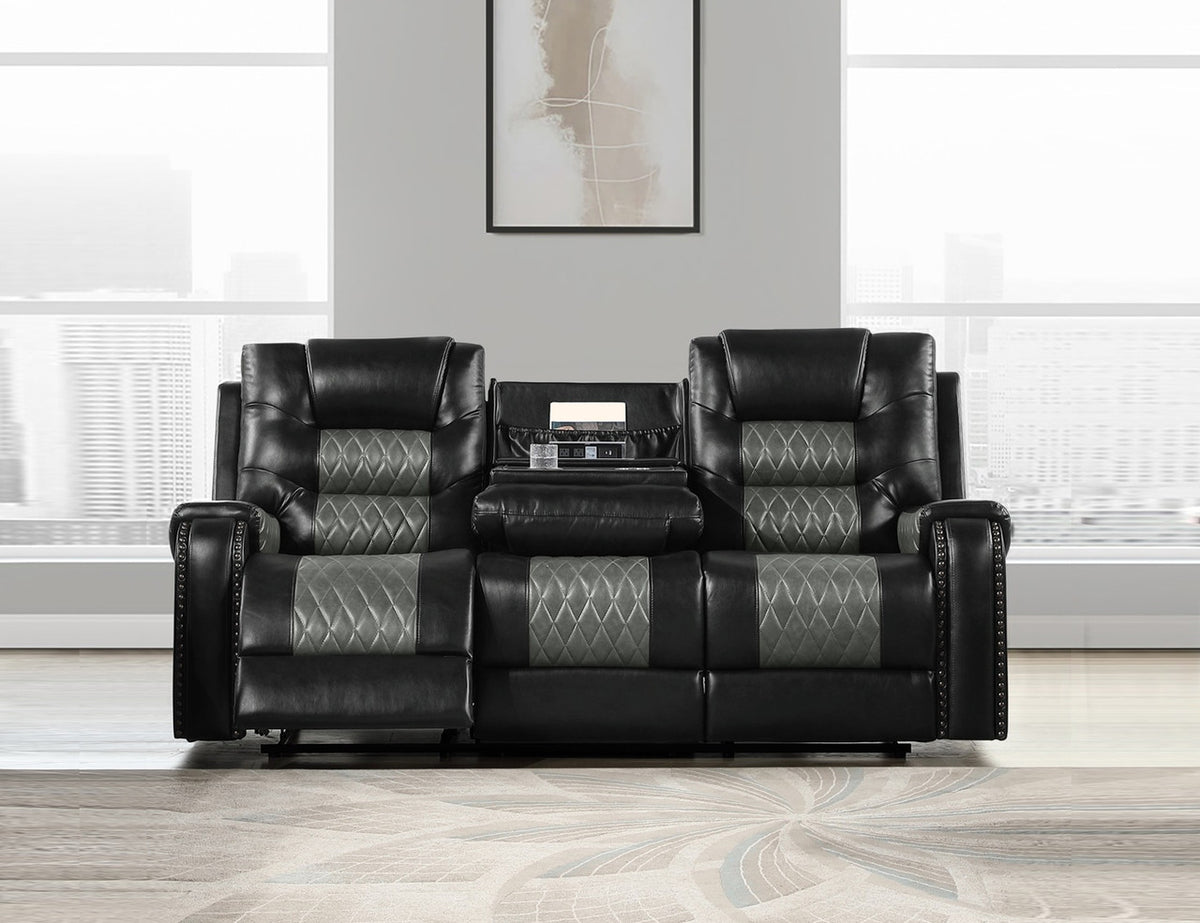 RAYBAN Black & Gray Reclining Sofa & Loveseat