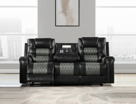 RAYBAN Black & Gray Reclining Sofa & Loveseat