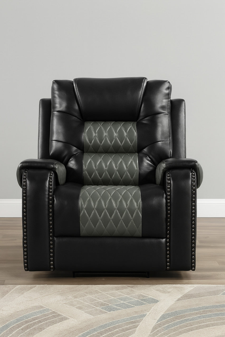 RAYBAN Black & Gray Reclining Sofa & Loveseat