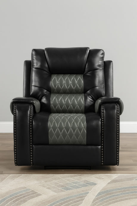 RAYBAN Black & Gray Reclining Sofa & Loveseat