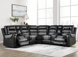 RAYBAN Black & Gray 112" x 112" Reclining Sectional