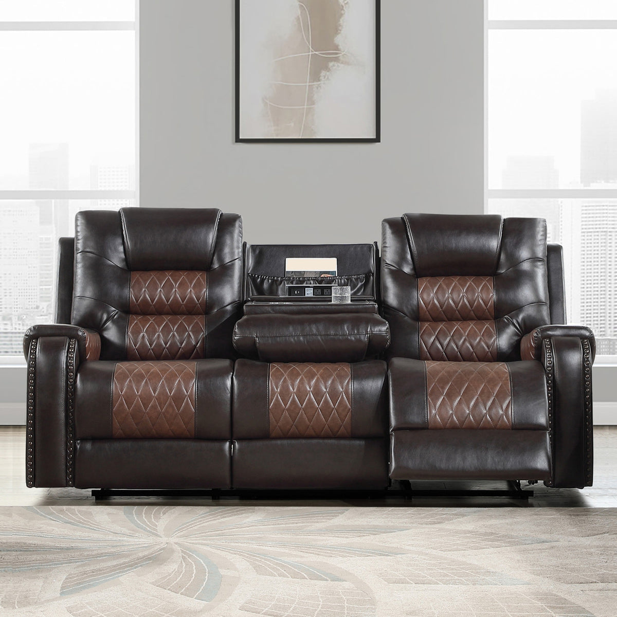 RAYBAN Brown 85" Wide Reclining Sofa