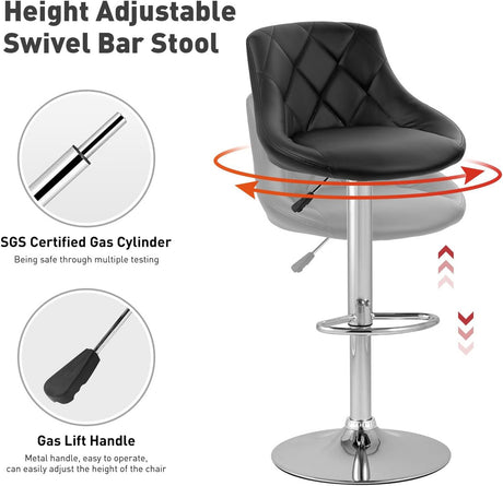 RAYLY Black 18" Wide Adjustable Height Barstool