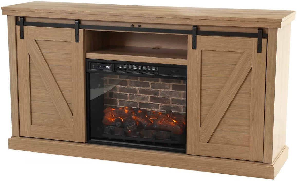 RAYMEN Driftwood 59" Wide TV Stand with Fireplace (RTA)