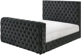 RAYRAY Black Velvet 61" Height Bed with Fireplace and Lift-Up TV Mount