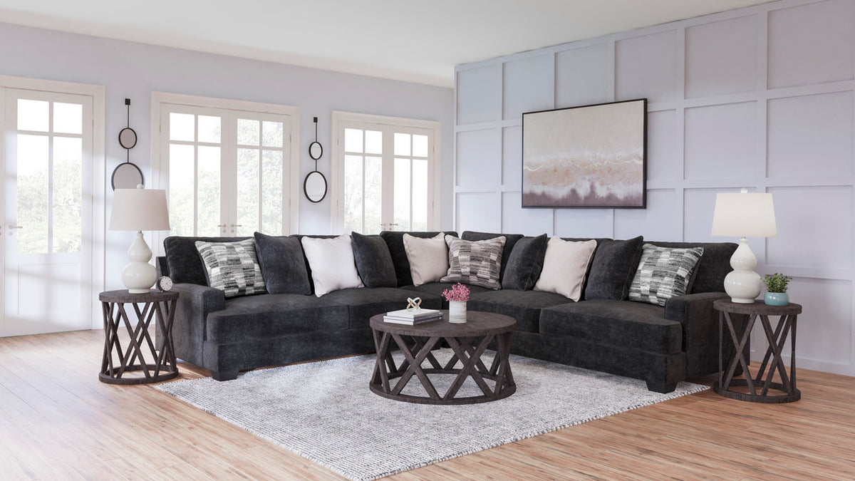 REDEEMER Charcoal 131" Wide Sectional