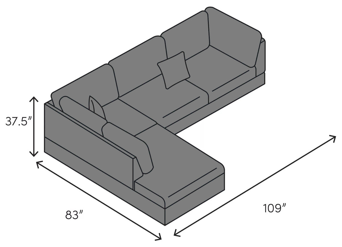 REGINO Black Velvet 109" Wide Sectional (RTA)