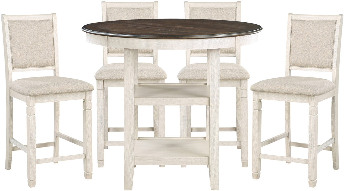 REKNA White 5 Piece Counter Height Set