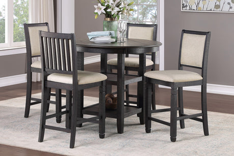 REKNA Black 5 Piece Counter Height Set