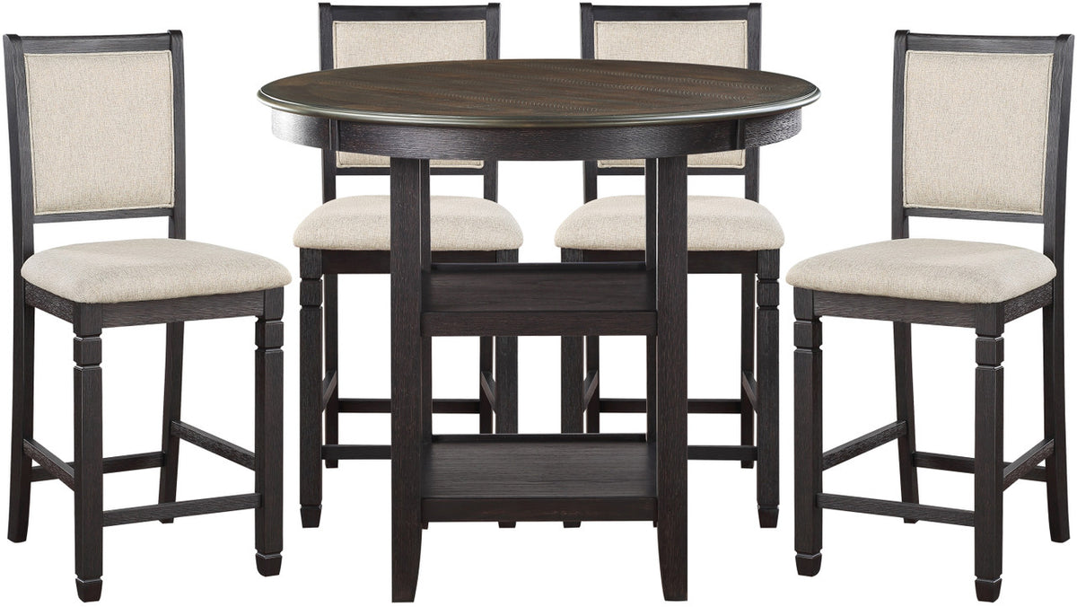 REKNA Black 5 Piece Counter Height Set