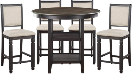 REKNA Black 5 Piece Counter Height Set