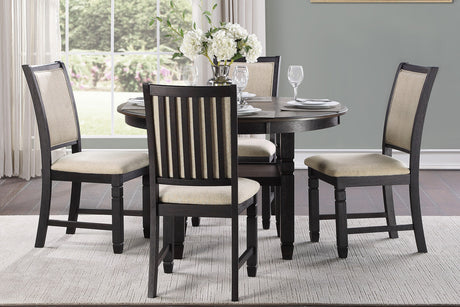 REKNA Black 5 Piece Dining Set with 48 inch table