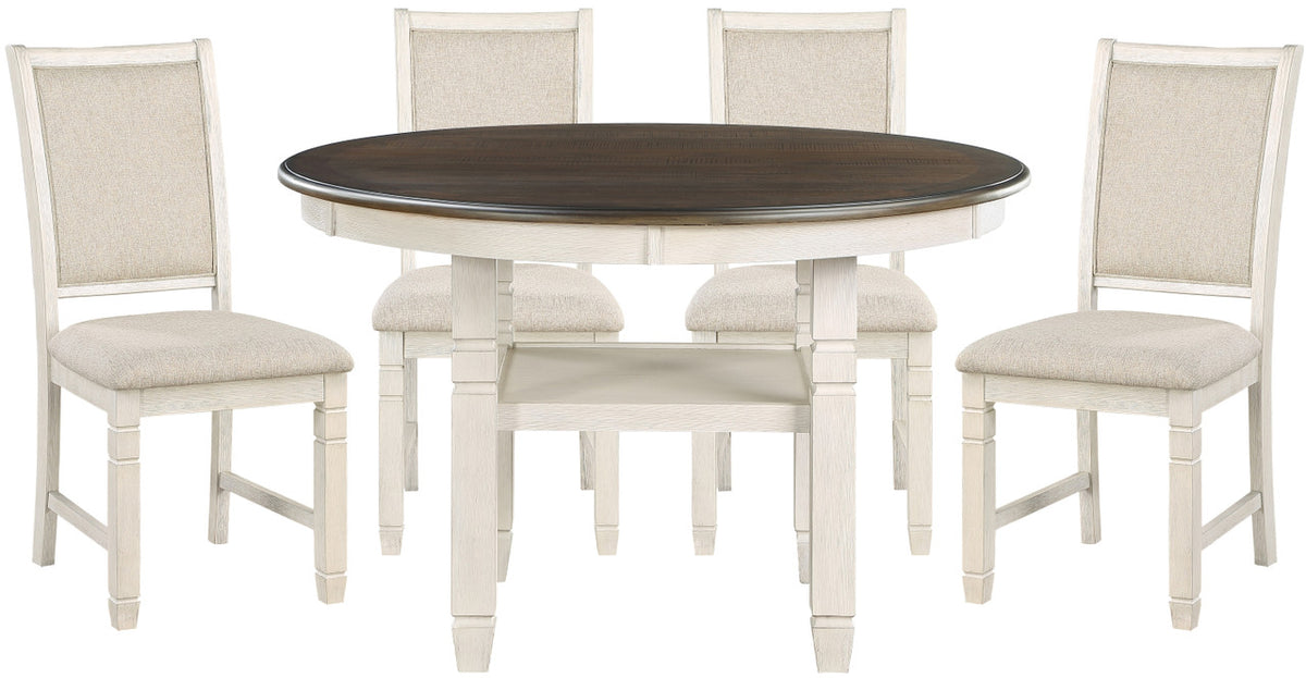REKNA White 5 Piece Dining Set with 48 inch table