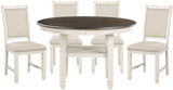 REKNA White 5 Piece Dining Set with 48 inch table