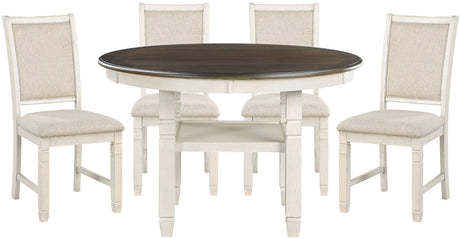 REKNA White 5 Piece Dining Set with 48 inch table