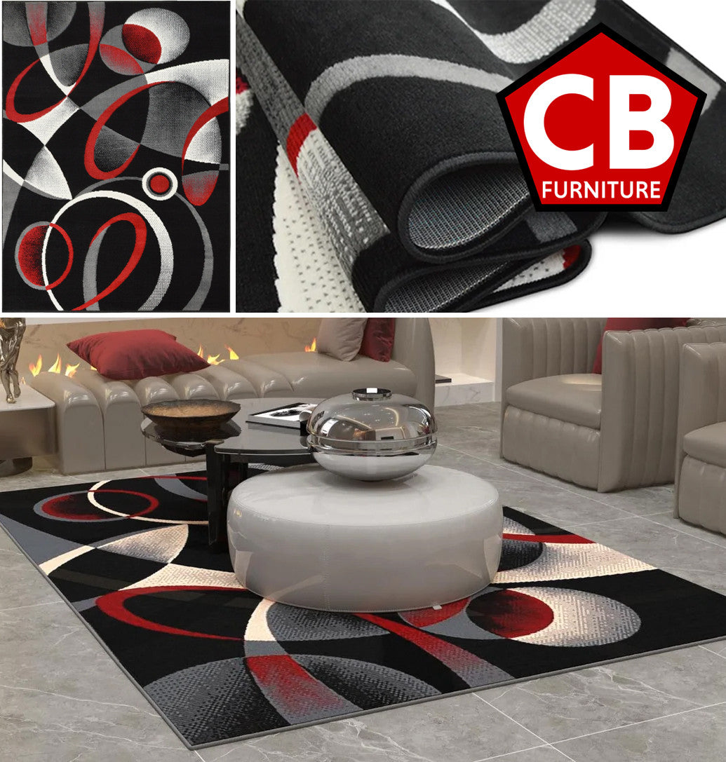 RENAURD Black & Red  5' x 7' Area Rug