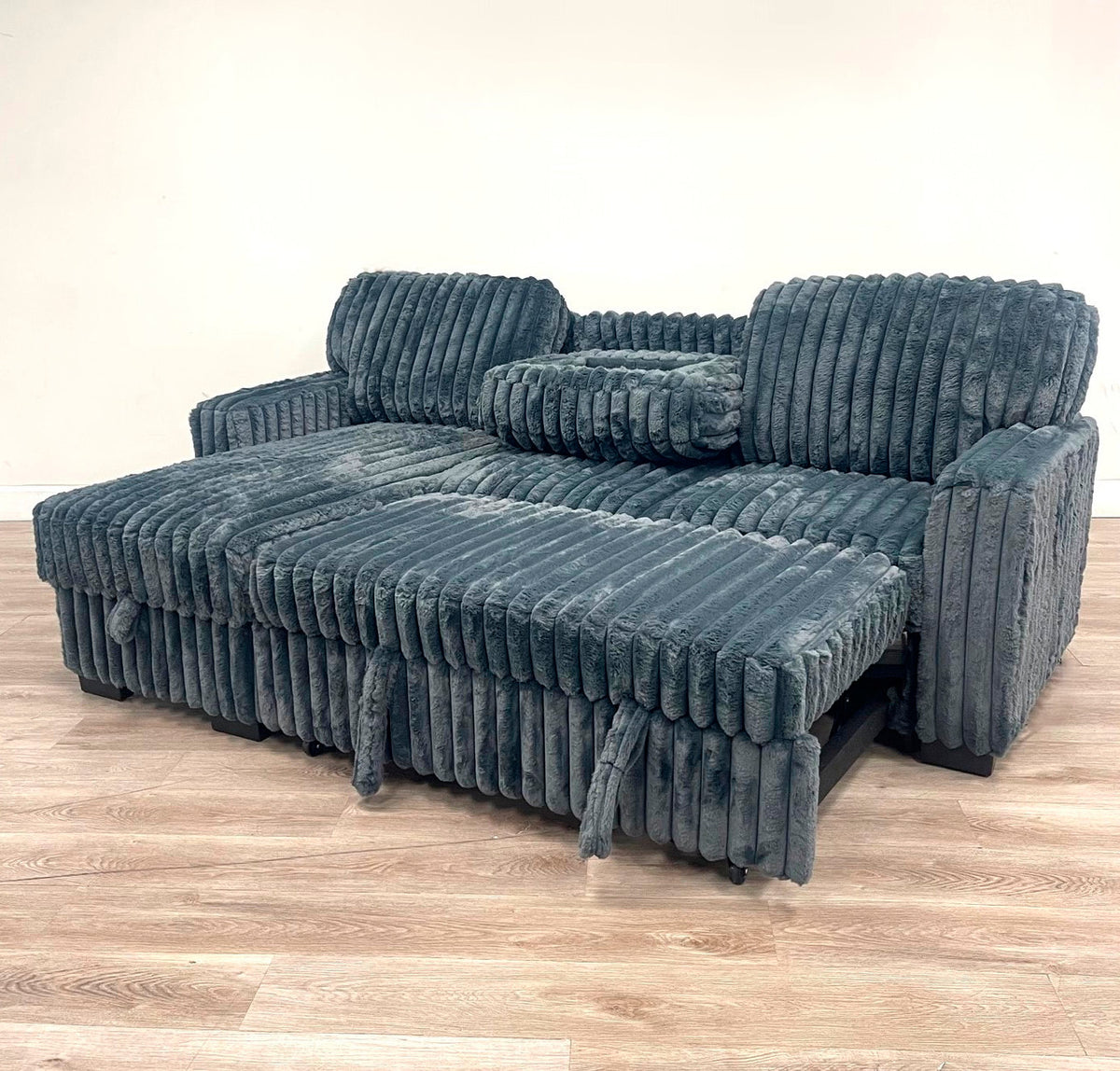 RENDON Dark Gray 93" Wide Reversible Sectional with Pull-Out Sleeper & Storage