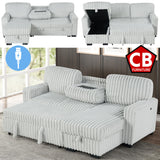 RENDON Light Gray 93" Wide Reversible Sectional with Pull-Out Sleeper & Storage