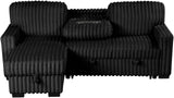 RENDON Black 93" Wide Reversible Sectional with Pull-Out Sleeper & Storage