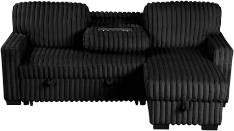 RENDON Black 93" Wide Reversible Sectional with Pull-Out Sleeper & Storage