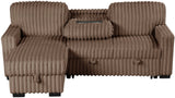 RENDON Mocha 93" Wide Reversible Sectional with Pull-Out Sleeper & Storage